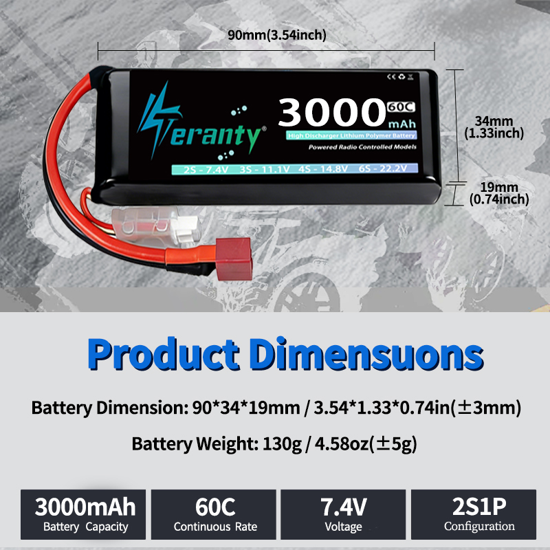 테란티 2S 3000mAh 리포 배터리 7.4V 60C - Rc Hobby Grade Car 리뷰 및 가격