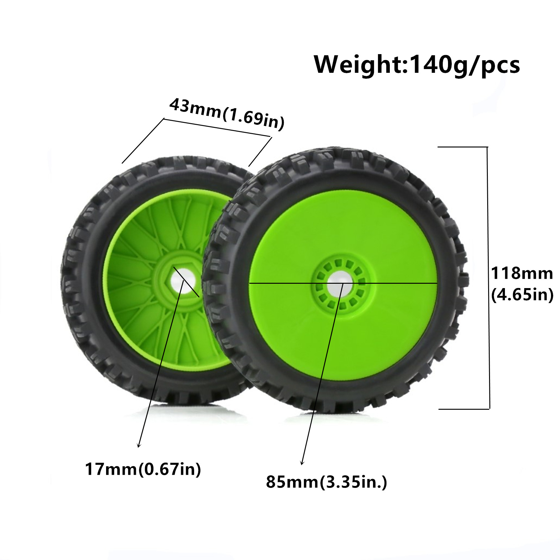 RC 1/8 버기 타이어 및 휠 17mm 헥스 고무 오 - Yunshen Rc Hobby 리뷰 및 가격